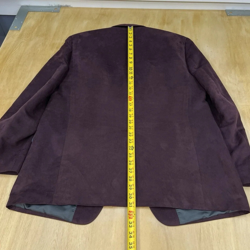 Lauren Ralph Lauren Sueded Blazer Sport Coat Mens 44L Long Polyester Burgundy